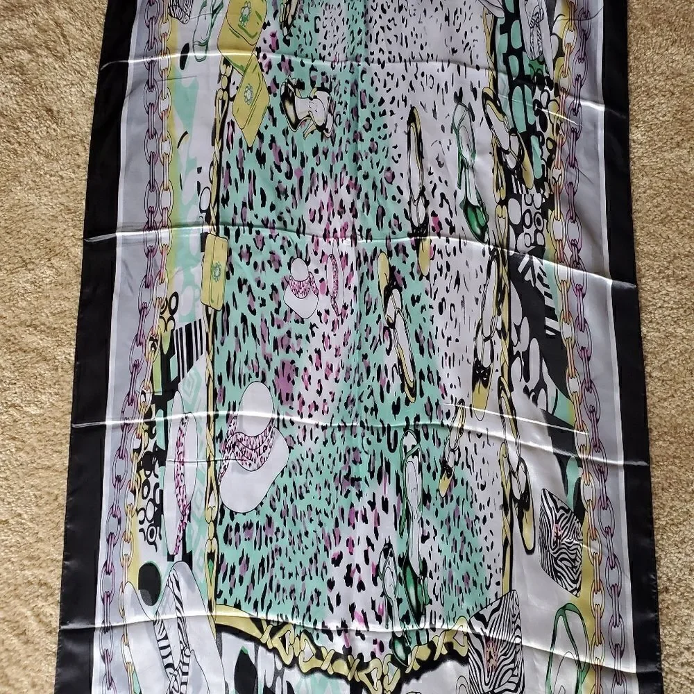 Retro Vintage Pastel Silk Fashion Print Scarf